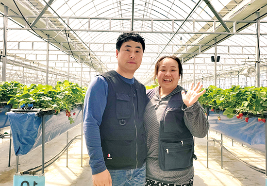 (사진 왼쪽부터)소대성·김명선씨의 꿈이 영글어가는 딸기 스마트팜