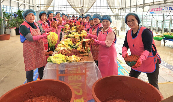30여명의 운영위원은 어려운 이웃의 건강을 기원하며 지역 농산물을 활용해 사랑의 김장김치를 담갔다.